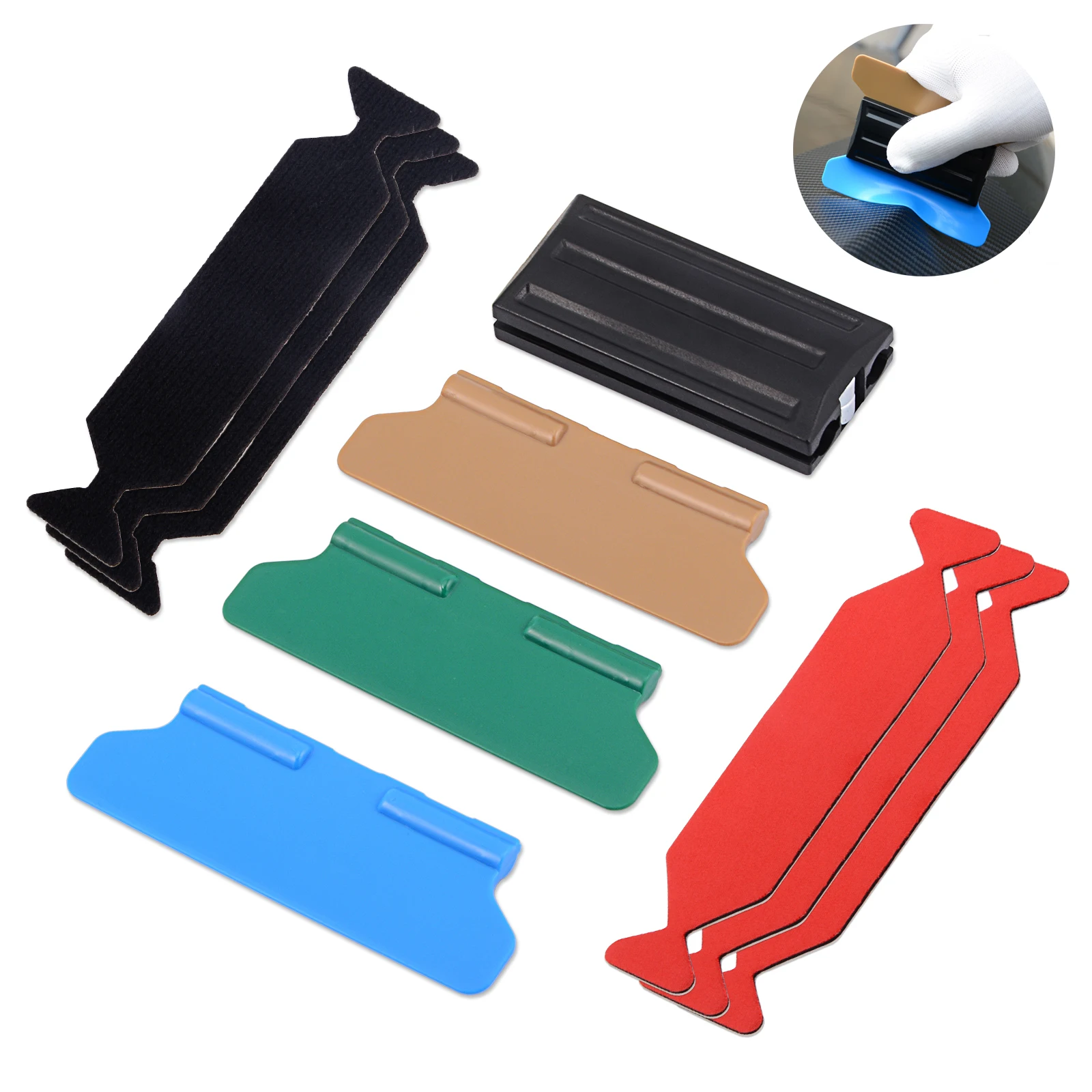 

FOSHIO Vinyl Car Wrap Magnetic Squeegee with 6pcs Scrapper Fabric Cloth Window Tint Film Install Tool Auto Styling Accessories