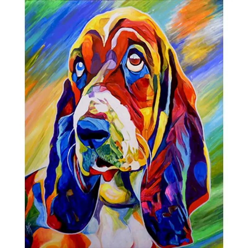 

RUOPOTY Animal Colorful dogs Frame Painting by Numbers DIY Full Set Acrylic Paint Unique Gift Oil Painting By Numbers Home Decor