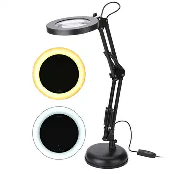 

5X Magnifier LED Light Desktop Lamp 360 Rotating Adjustable Illuminated Magnifying Desk Lamp for Nail Salon Tattoo Reading Tool