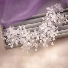 Элегантный смоляный цветок лента для волос невесты свадебный головной убор ручной работы Жемчужная Повязка Свадебные аксессуары для волос красный белый