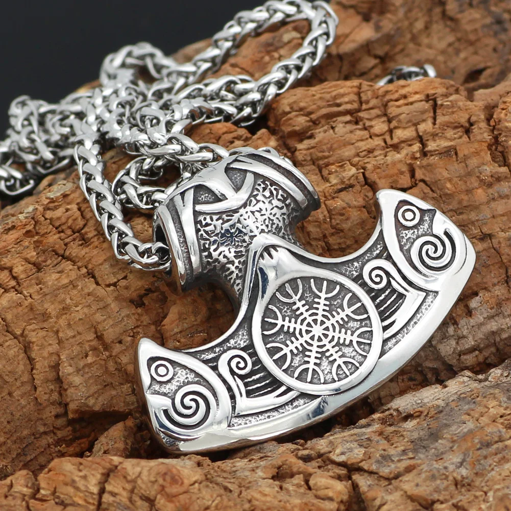 Мужская подвеска в виде топора из нержавеющей стали mamen viking vegvisir amulet|Ожерелья с