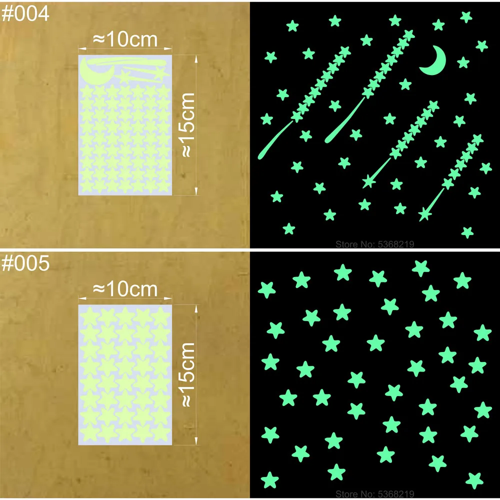 Description Picture 5 of itemGlow in the Dark Stars Luminous Moon Wall Sticker Kids Room Ceiling Children Bedroom Home Decor Glowing Stickers DIY Round Decal