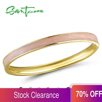 

SANTUZZA Bangle For Woman Simple Concise Multi-Color Enamel Bracelet Bangle Top Quality Party Trendy Fashion Jewelry HANDMADE