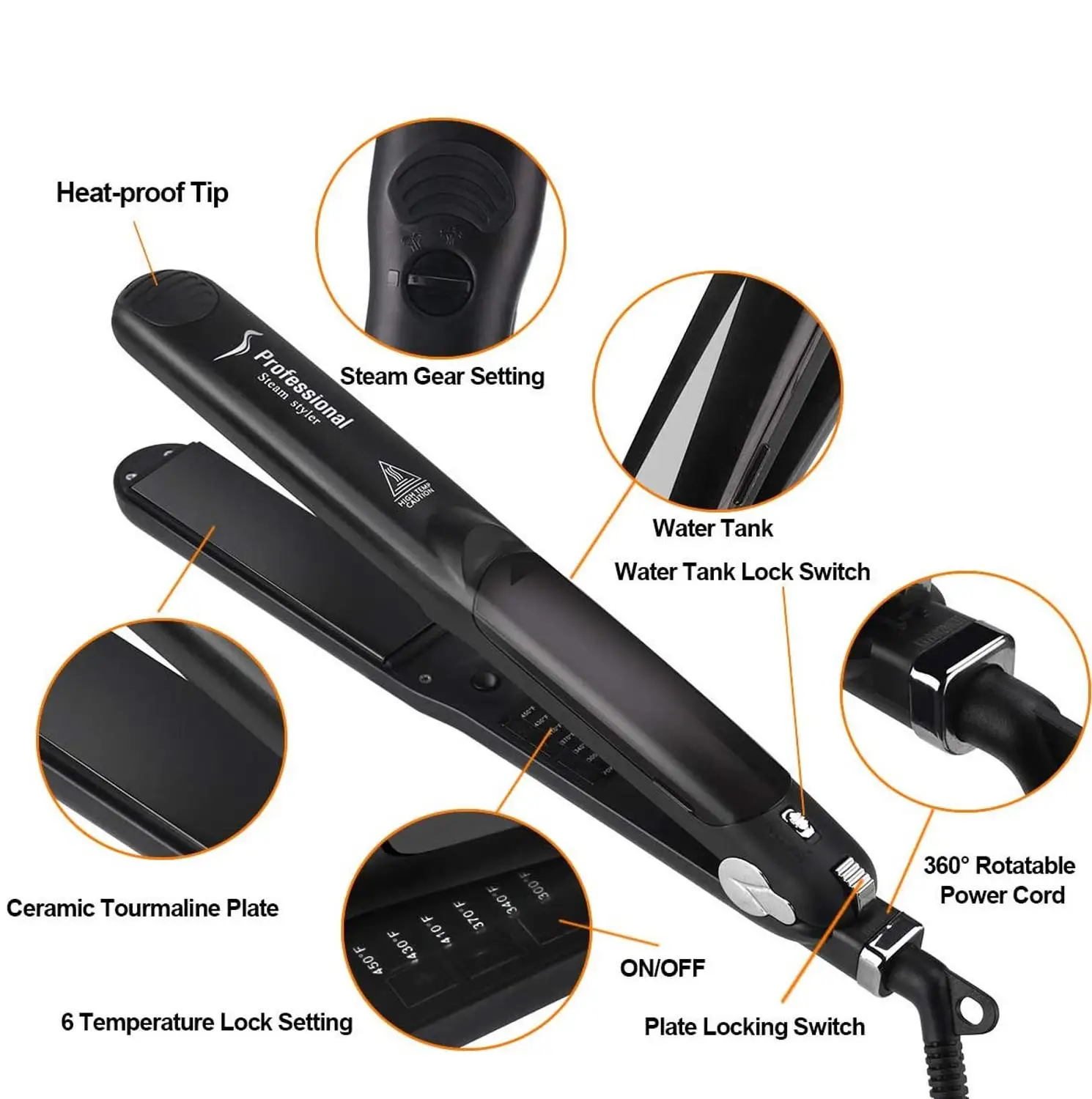 Steam Hair Straightener Brush Titanium Ceramic Flat Iron Professional Electric Hair Comb Fast Hair Styling Straightening Iron 2