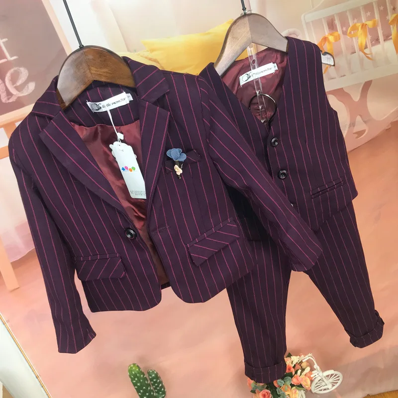 3pcs set Г. Осень-зима, новые костюмы с блейзером для маленьких мальчиков детская куртка с длинными рукавами+ штаны, комплекты детский блейзер для свадебной вечеринки для мальчиков - Цвет: 3pcs set