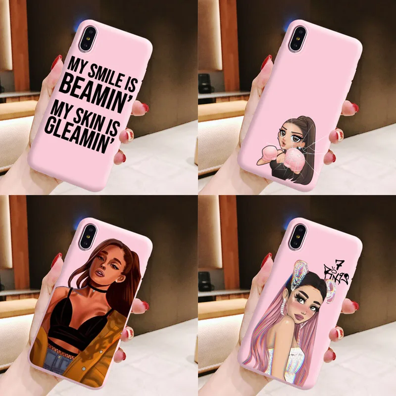 

Sweetener Ariana Grande GOD IS A WOMAN 7 Rings Girl Power Pink Phone Case For iPhone 8 6 6s 7 Plus XR XS Max X 6S 5s Cover Cases