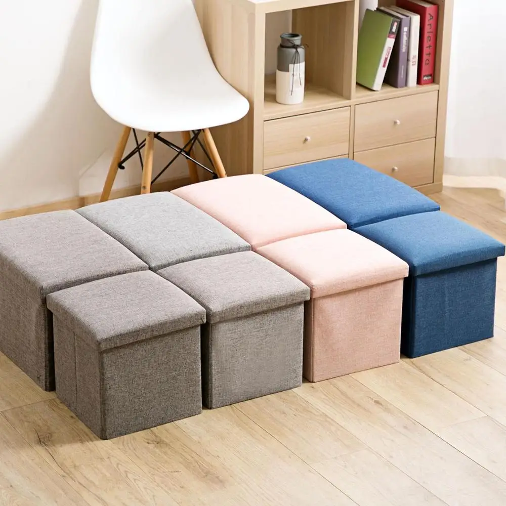 Flax Sittable Storage Box Folding Cloth Storage Stool Household Storage Box Change Shoe Bench Sofa Stool With Cover Flax Sittable Storage Box Folding Cloth Storage Stool Household Storage Box Change Shoe Bench Sofa Stool With Cover