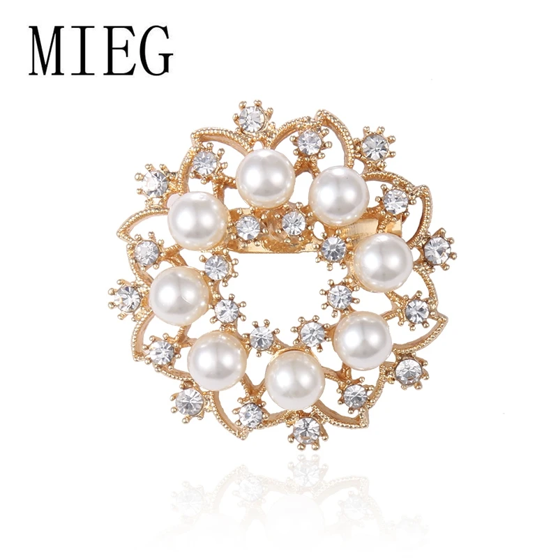 

Wedding Bridal Imitation Pearl Circle Flower Brooches Pin For Women