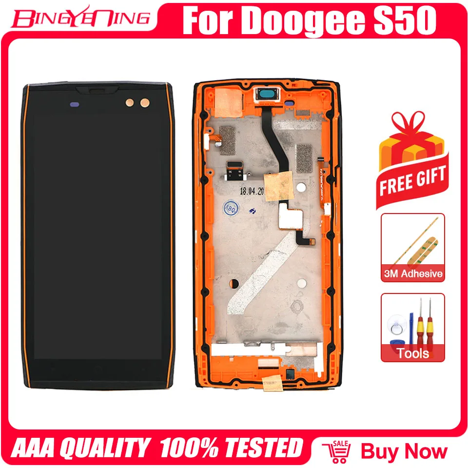 BingYeNing новый оригинальный Для Doogee S50 сенсорный экран и ЖК-дисплей + рамка Замена
