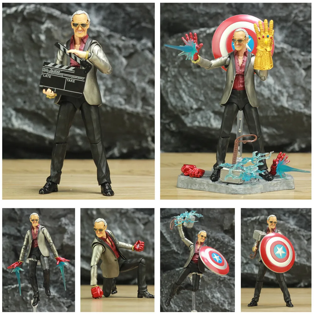 

Marvel Father Stanley Martin Lieber 6" Action Figure Super Hero Avengers Endgame Legends Iron Man Captain America Shield Thor Hammer Mjollnir Thanos Infinity Gauntlet Custom SHF Style Joint Head Glasses X Men Toys Doll