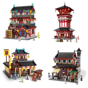 

Chinese City Street View Building Blocks Ancient Chinatown Architecture Figures Kit Miniature Model Bricks Toys for Kids XB01026