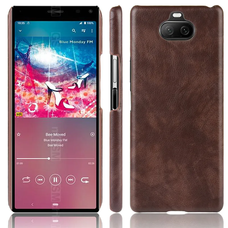 Для sony Xperia 8 чехол Ретро из искусственной кожи Кожа с рисунком Litchi жесткая задняя крышка из ПК для sony Xperia8 Xperia 8 чехол для телефона