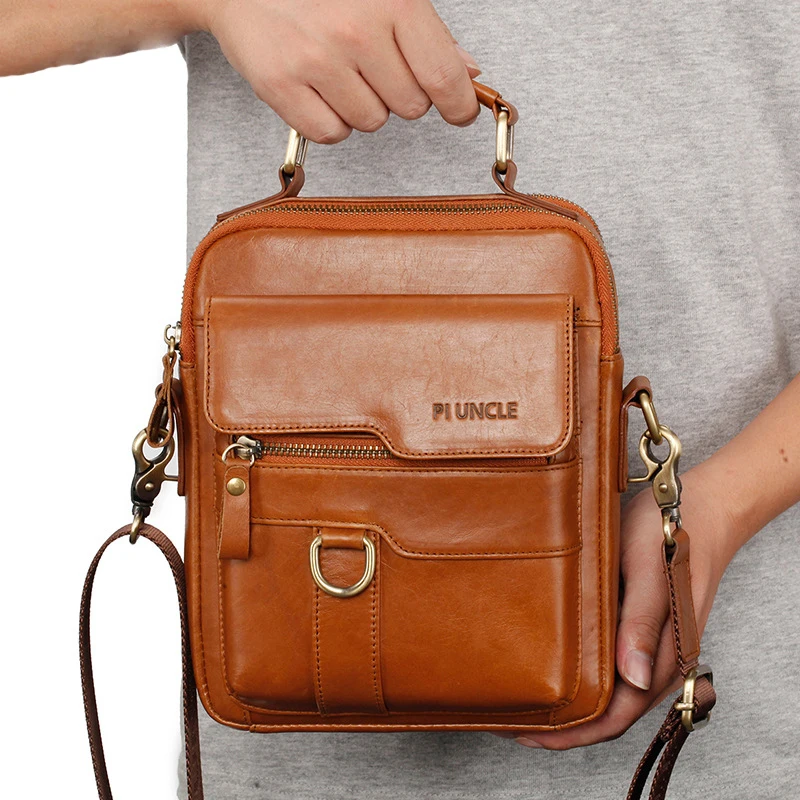 

New 2020 Genuine Leather Men's Capacity Shoulder Bags Cross Body Messenger Bags For Men Real Leather Hand Bags Male High Quality