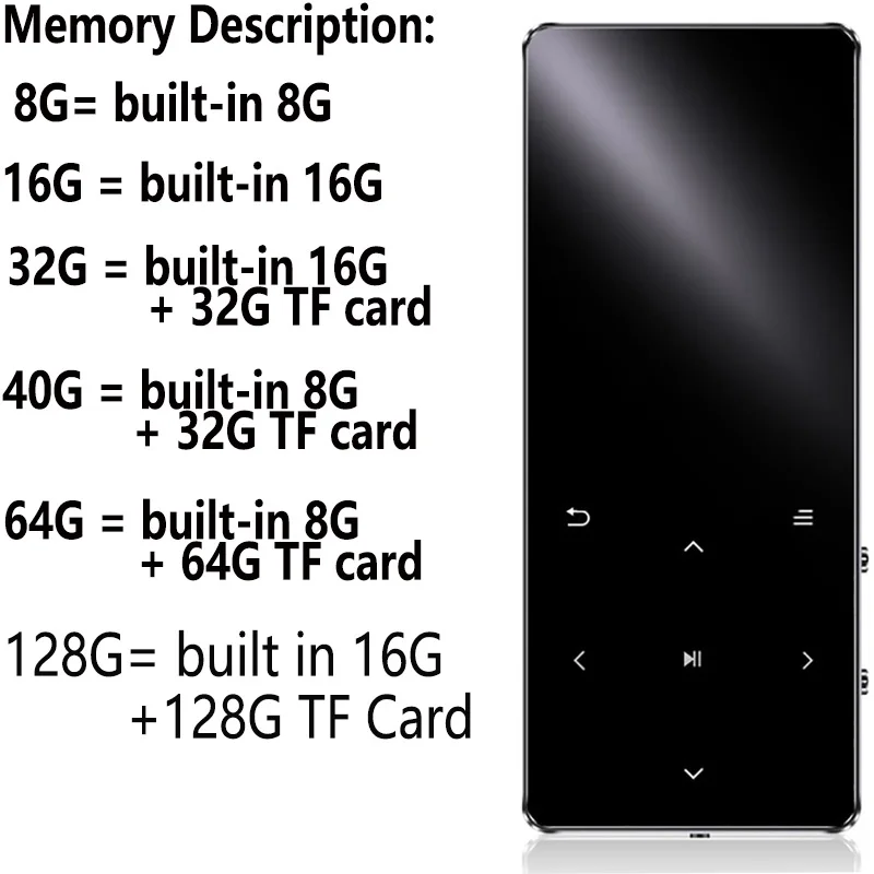 MP4 Player Music Player Mini Media Player Original Metal Bluetooth 8GB 16GB 32GB 64GB Touch Key Fm Radio Video Play E-book Hifi Walkman