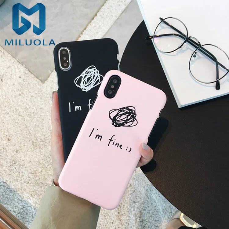 Модный чехол для телефона с граффити линиями для Iphone XS MAX XR X, чехол с буквой s I'm fine, жесткий чехол с мультипликационным принтом для IPhone 7 8 6 S Plu