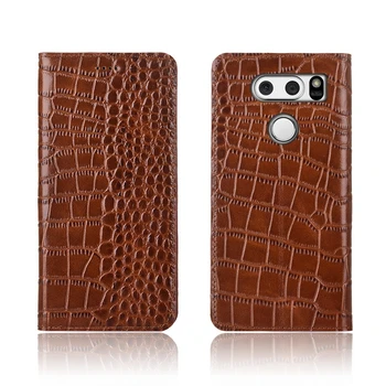 

Crocodile pattern genuine leather card slot holder case for LG V30 flip case for LG V20 LG V50 ThinQ holster cover case coque
