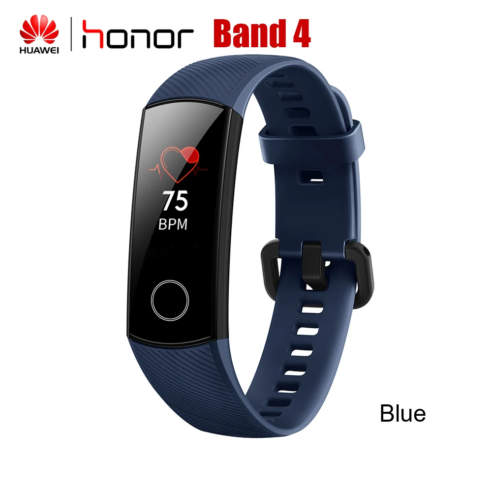 HUAWEI Honor Band 4 band 5 AMOLED фитнес-браслет трекер пульсометр водонепроницаемый 0,9" BT 4,2 смарт-браслет Globle Версия - Цвет: Band 4 Blue