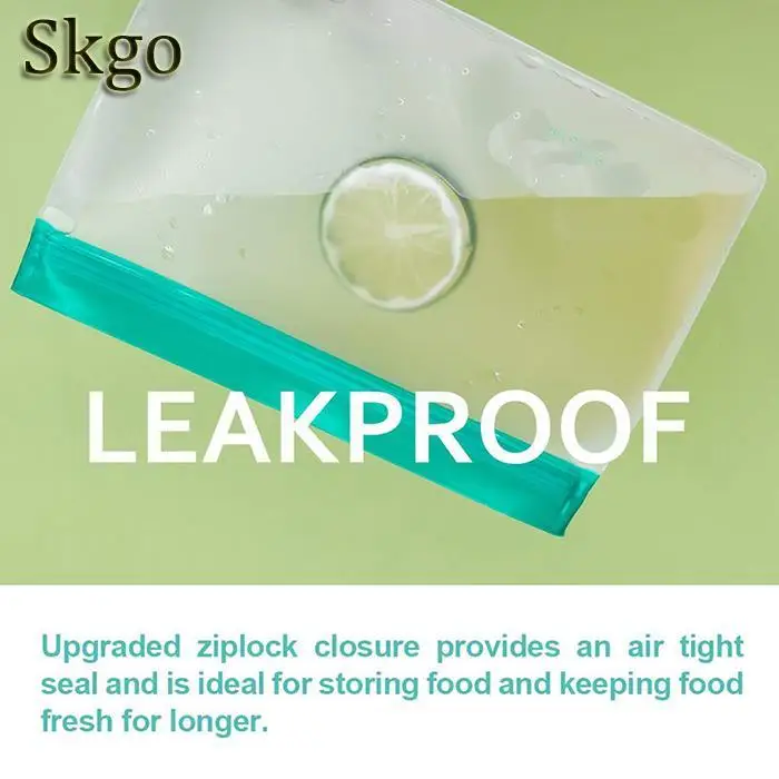 Reusable Food Storage Bag Snacks Fruit Leakproof PEVA Storage Bag 3 Size food storage bag for Kitchen, Outdoor, Travel,Home