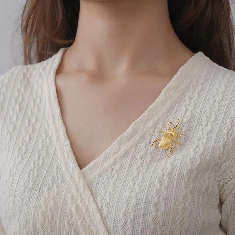 Trypoxylus Dichotomus Brooches Pin Women Jewelry Gift 18K Gold 925 Sterling Silver cat brooch enamel brooch pearl beaded brooch metal brooch