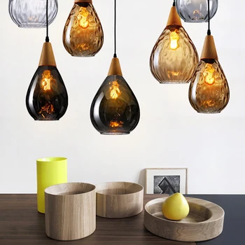 

Pendant Lights Nordic Loft Led Pendant Lamp Coffee Droplight Dinning Room Decor Hanging Lamp Suspension Luminaire Vintage Glass