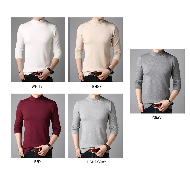 Low Price TFETTERS Men Brand Sweater Autumnslim Fit Sweaters Men Casual Solid Color Turtelneck Sweater Youth Knitwear Plus Size M-4XL