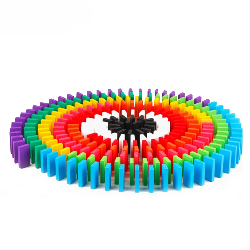 New 100/300/500pcs Children Color Sort Rainbow Wood Domino Blocks Kits Early Bright Dominoes Games Educational Toys For Kid Gift | Спорт и