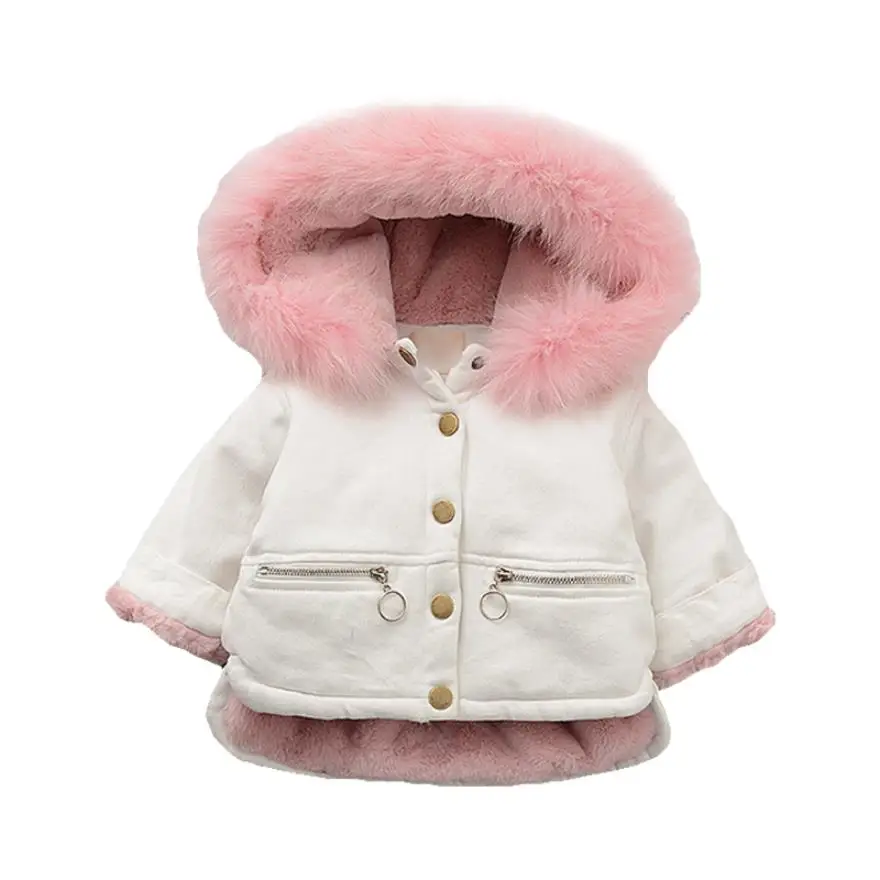 Оптовая продажа утепленные вельветовые зимние пальто для девочек с капюшоном и