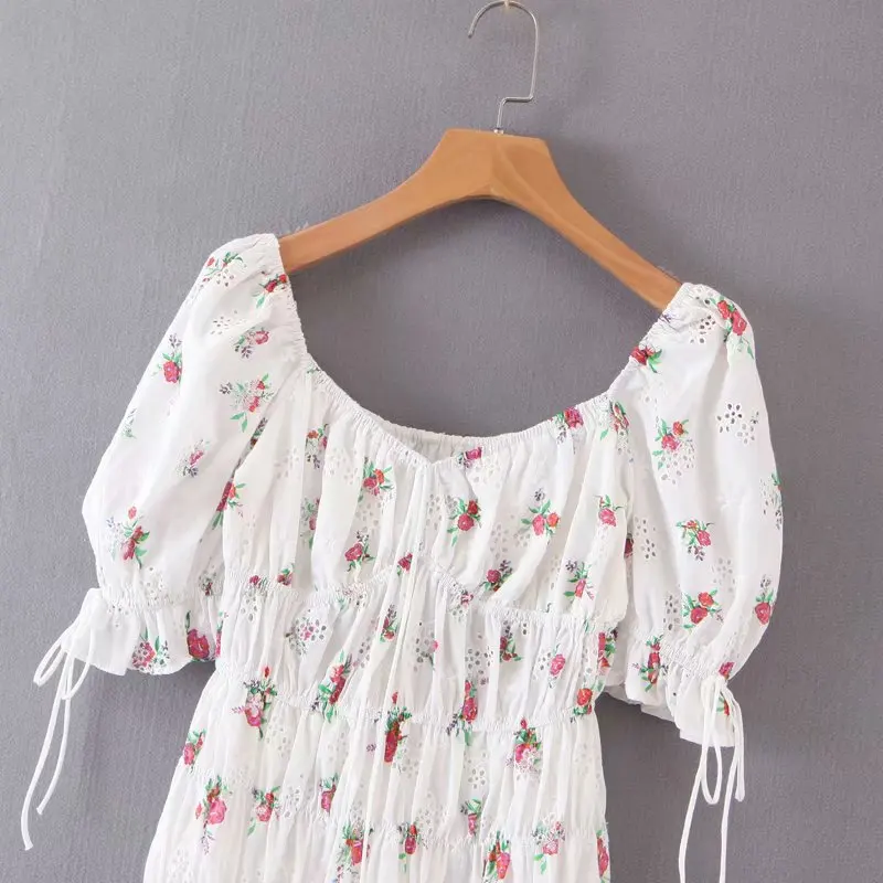 

Summer New Style Europe And America WOMEN'S Dress-Style Embroidered Cotton Cloth Floral Printed Dress Short Skirt S8247