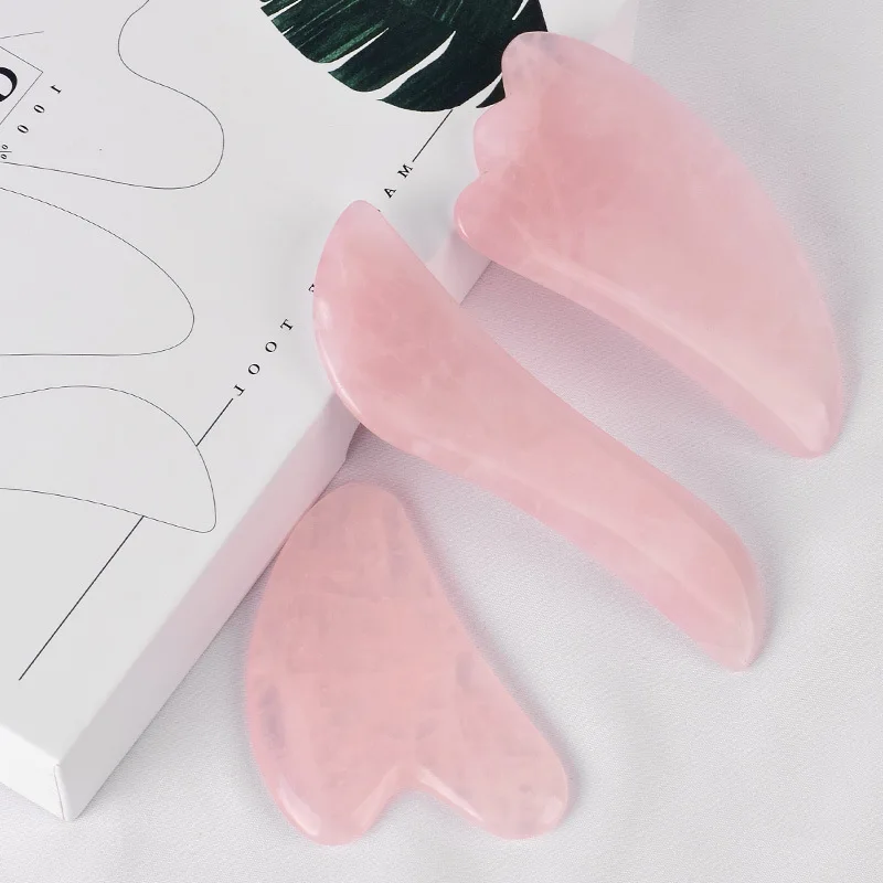 Manufacturers Direct Supply Natural High Quality Pink Crystal Health Care Scraping Plate Set Facial Part Body Beauty Healthy Pot