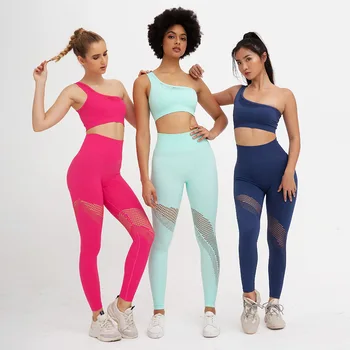 

Women Sexy Yoga Sets Fitness Sportwear Sports Top Bra Mesh Seamless Leggings Gym Wear Running Outfits Workout Clothing Set