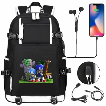 

Fashion Sonic Backpack Teenager School Multifunction USB Charging Bag Boys Girls Kids School Bag Travel Laptop Backpack Mochila