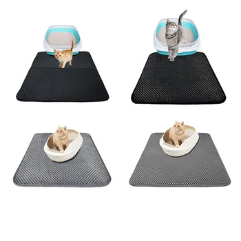 

Waterproof Cat Litter Mat Cat Litter Mat Double Layer Portable Lightable Pat Cushion Black Gray S-L