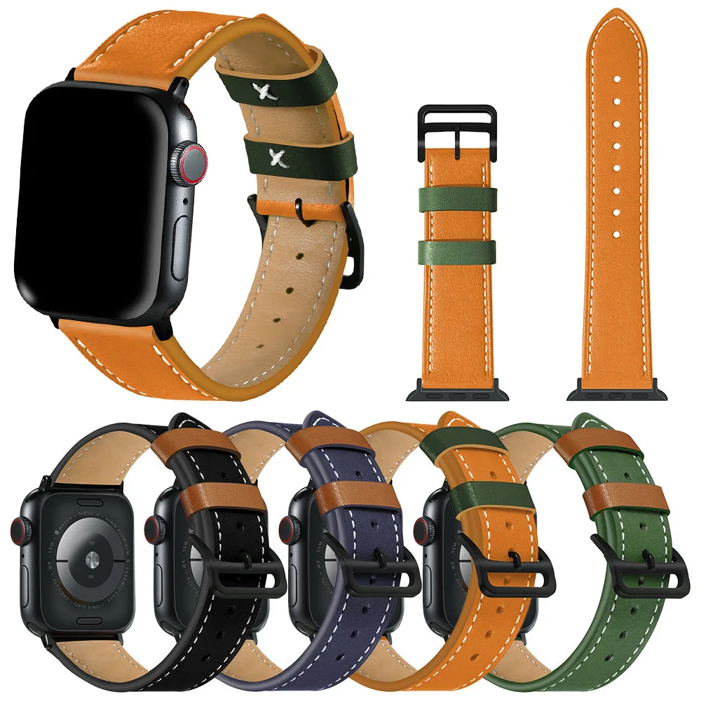 

Multiple Colour Leather Strap for Apple Watch Band Series 5 4 3 2 1 Bracelet for iWatch 40mm 44mm 38mm 42mm Wrist Belt