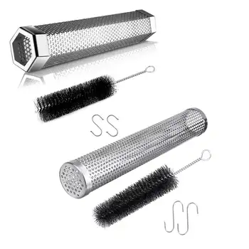 

12" Stainless Steel Pellet Smoker Tube Mesh Net Pipe Kitchen Outdoor Cooking BBQ Tools Accessories Round Smoke Generator Smoker