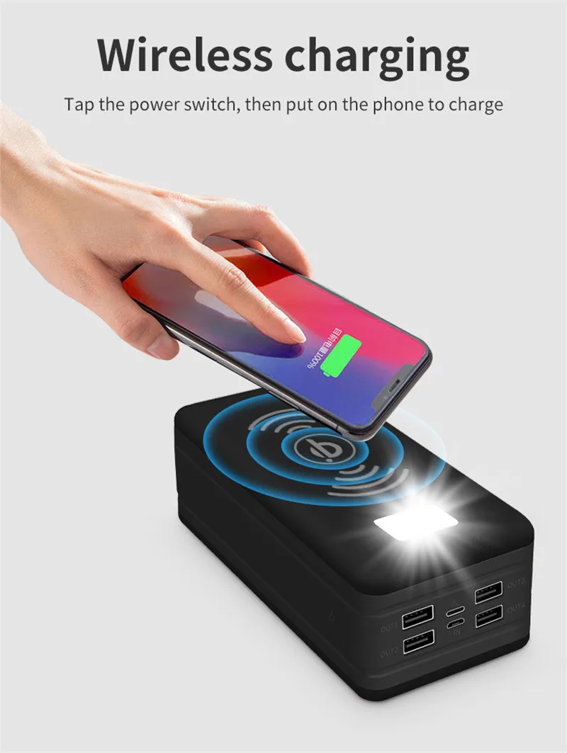 bank power 99000mAh Solar Mobile Power Wireless Charger Camping Light Portable External Battery Fast Charging for Samsung Xiaomi Iphone best power bank 20000mah