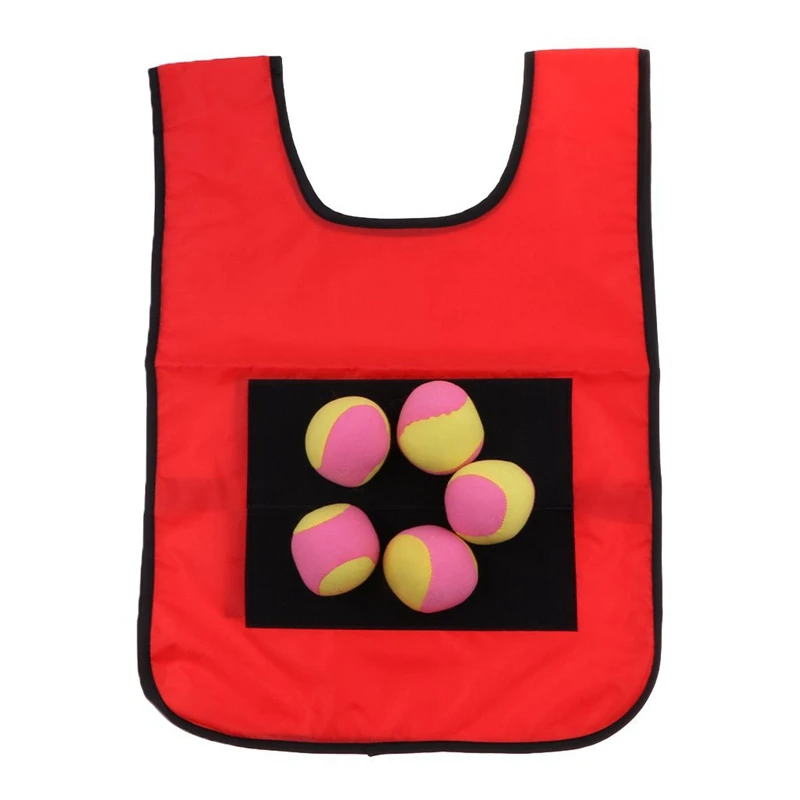 Игровой реквизит жилет открытый родитель-ребенок интерактивный жилет липкий мяч для игры на открытом воздухе метание липкий целевой коллективный игровой жилет палка - Цвет: Red