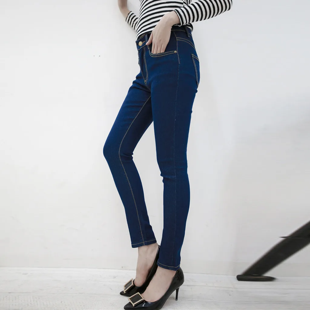 SAGACE, модные классические женские джинсы большого размера на молнии, с пуговицами, высокая талия, Стрейчевые узкие джинсы, одноцветные брюки-карандаш, осень и зима