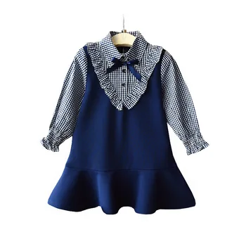 

Fall Baby Girl Ruffle Princess Dress Preppy Kids School Clothes Doll Collar Bowknot Toddler Striped Vestidos Frocks For 2-8 Yrs