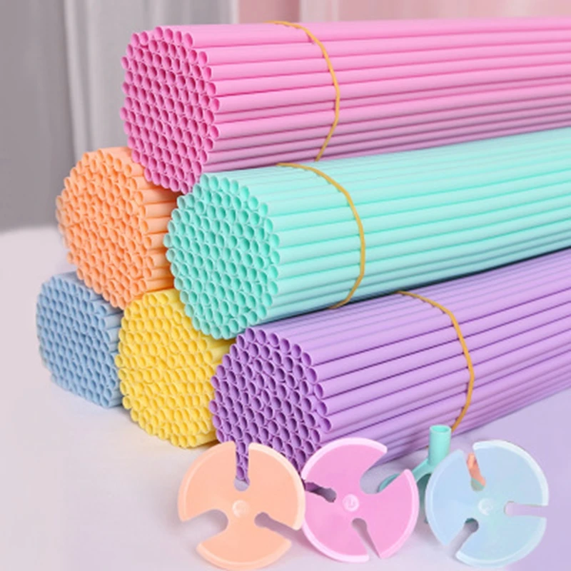 

10 Sets/lot 32cm Latex Balloon Stick Macaron PVC Rods Foil Balloons Holder Sticks with Cup Party Decoration Accessories Supplies