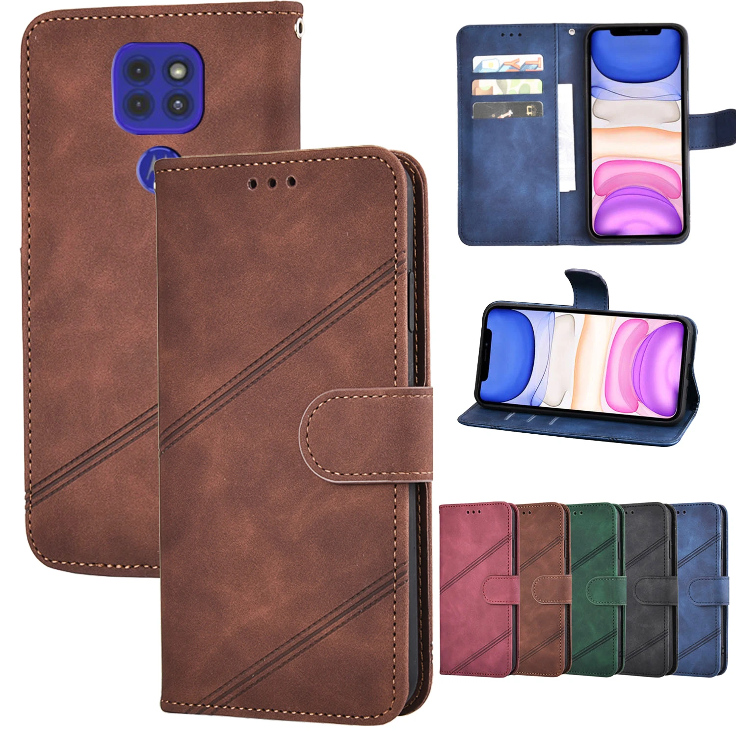 Leather Wallet Case For Motorola Moto E6i E6s E5 Play E4 Plus Funda On Moto  G9 G8 Power Lite G7 Play G6 G5 G5s Plus G4 G3 Cover - Mobile Phone Cases