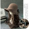 Vintage Wool Bucket Hats Ladies Bowler Hat Fashion Bows Basin Hat Fisherman Hat Woman Winter Black Coffee Dark Camel Hat ► Photo 3/6