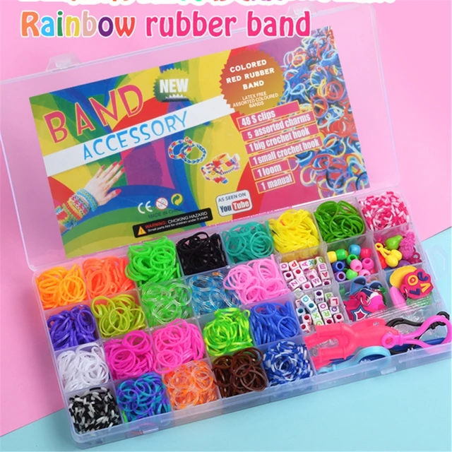 New 1500pcs Rainbow Rubber Bands Set Kid Multi-functional Classic Practical Funny DIY Toys Rainbow Woven Bracelet for Gi 2