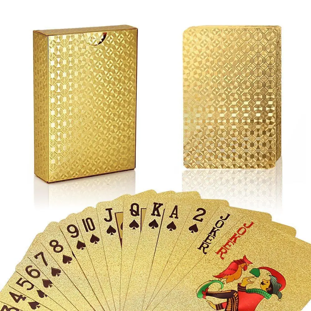 24k Gold Фольга Jouer au игральные карты для покера Poker игра палубе золото покерный набор Пластик магические