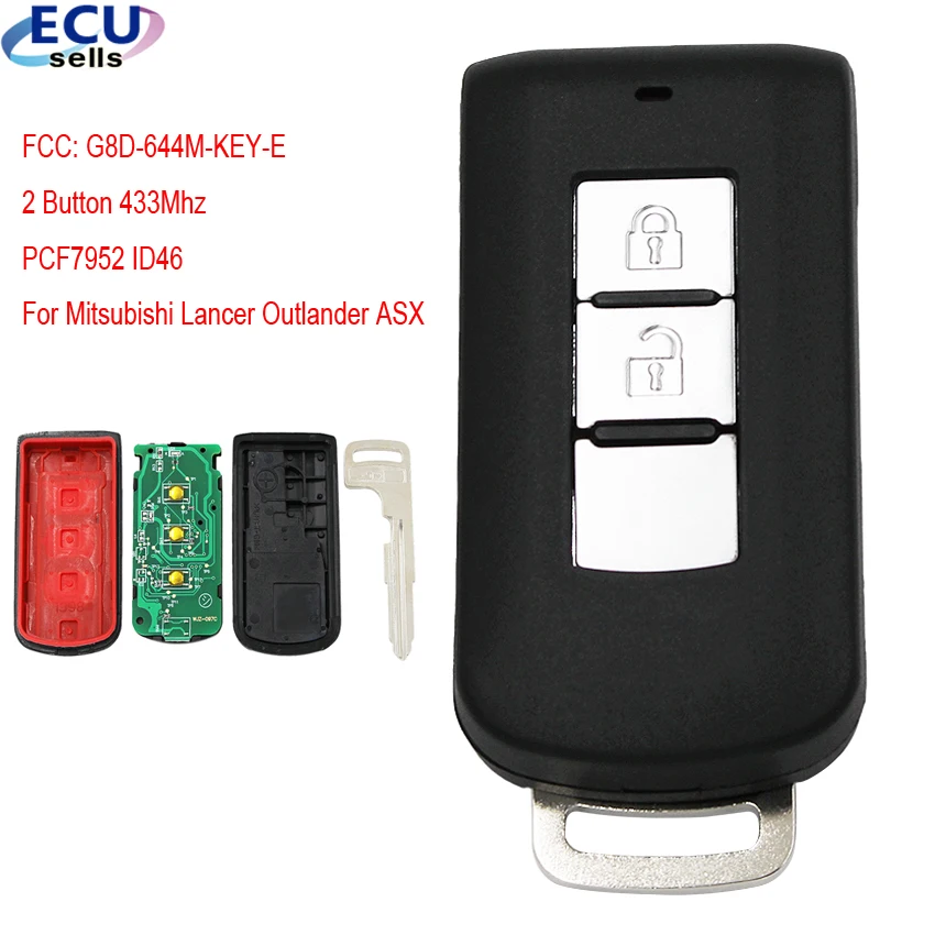Детали для Mitsubishi Lancer Outlander ASX FCC 2 кнопки 433 МГц PCF7952 ID46 | Автомобили и мотоциклы
