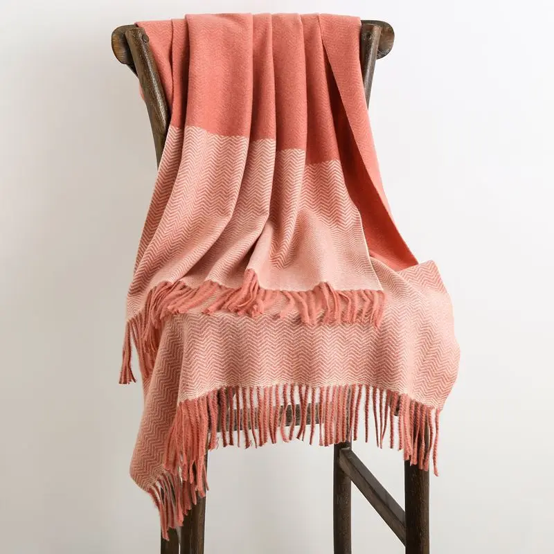 Пликтеа толстый розовый зимний кашемировый шарф для женщин Лоскутная шерсть мериноса пашмины женский палантин зимнее пончо дамы хаки шаль - Цвет: deep pink