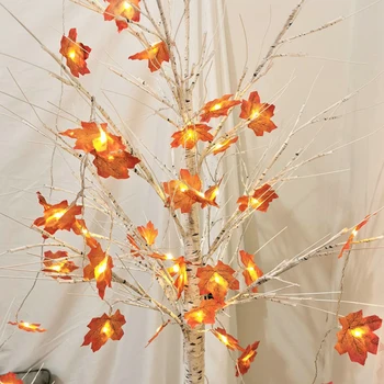 

2/4m Fake Autumn Plant String Light Maple Leaves Garland Holiday Lighting Festive Party DIY Fairy Lamps Halloween Supply