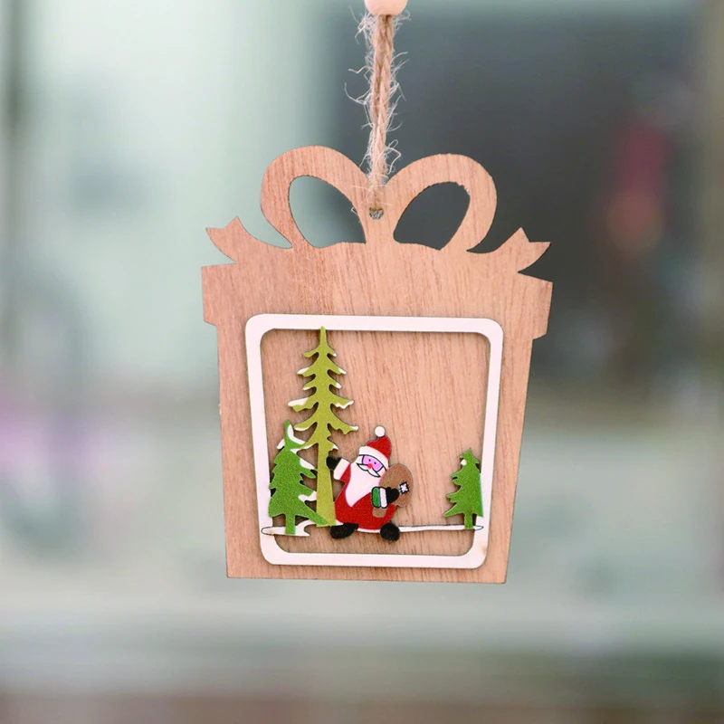 Год рождественские деревянные подвесные украшения DIY рождественские украшения детские подарки семья Рождественская вечеринка Deco Navidad - Цвет: 07