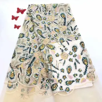 

Sequins Lace Fabric High Quality African French Tulle Lace Fabric Embroidery For Sequins Lace Nigeria Party Dress FFD1031