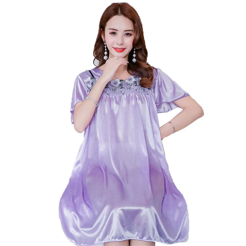 

Summer Sexy Satin Night Dress Women Big Size M- 4xl Silk Nightgown Women Lace Lingerie Nightdress Nightie Sleepshirts A836