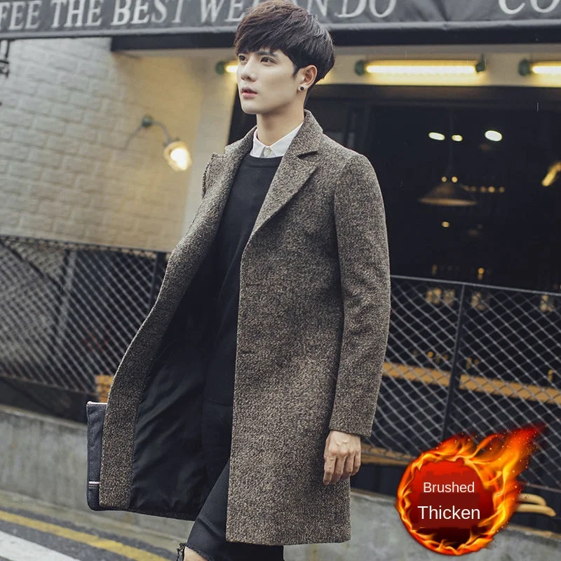 

2020 men windbreaker jacket men's wool coat long section of handsome woolen coat new casual fashion in autumn and winter M-5XL